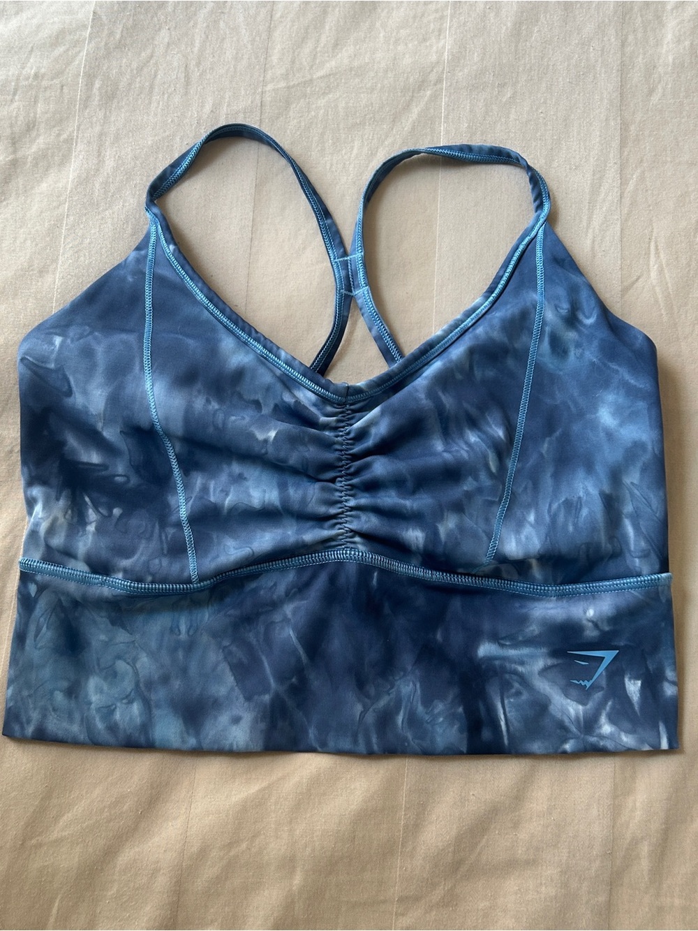 Gymshark Navy Blue Tie-Dye Seamless Cross-Back Sports Bra